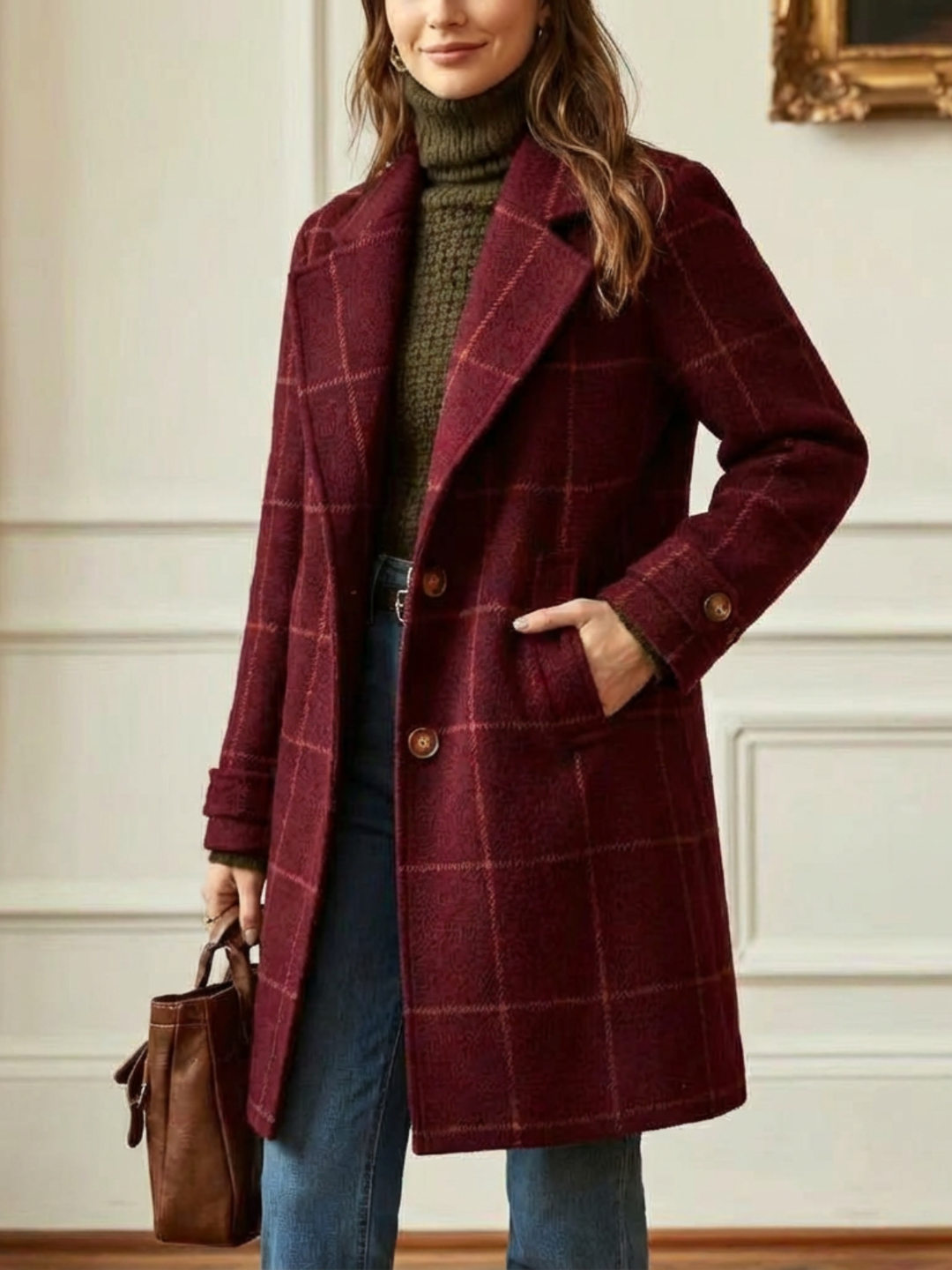 Women's Classic Wool Long Coat With Buttons
