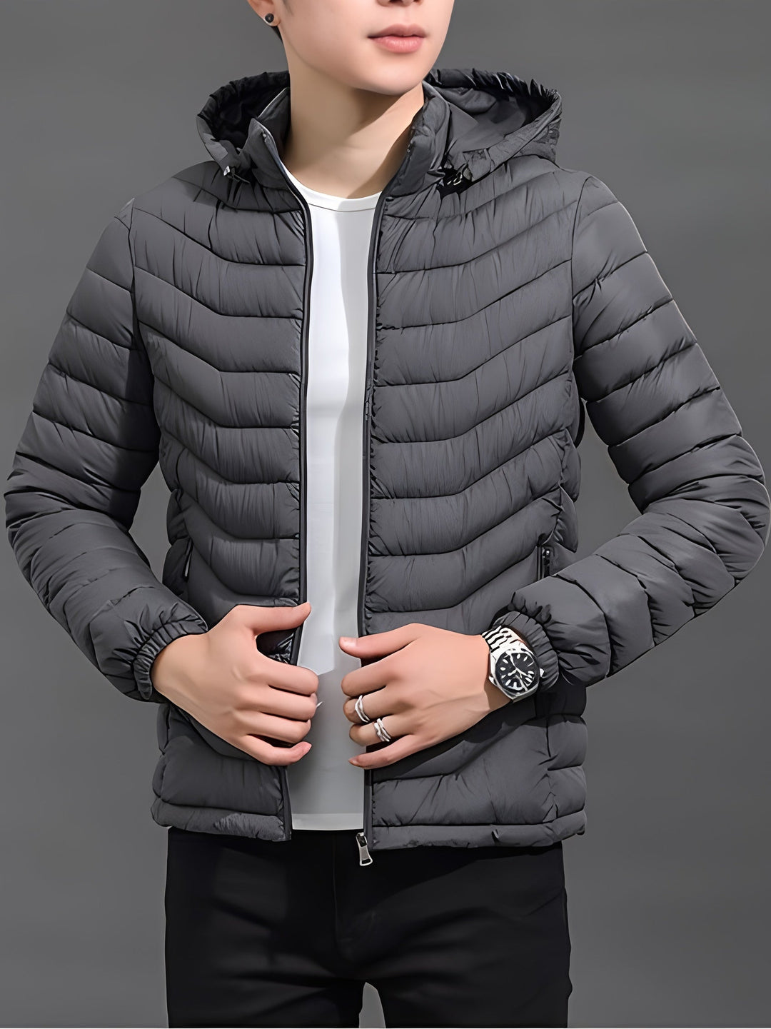Men's Lovely Quilted Puffer Jacket with Hood