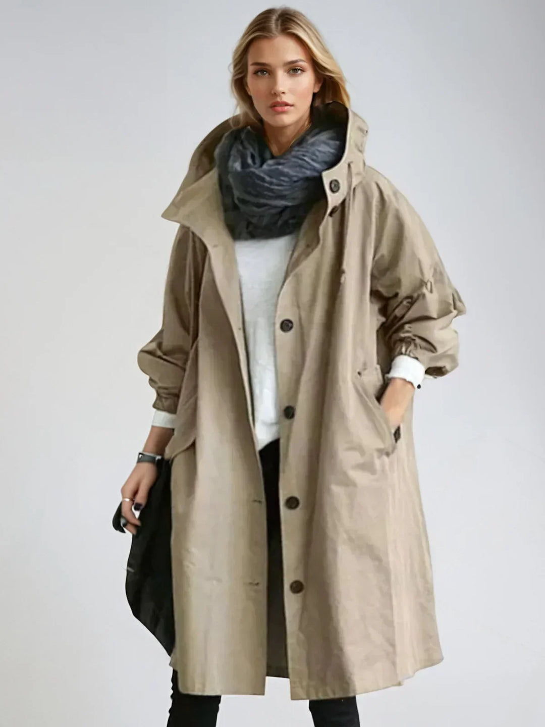 Women's Stylish Waterproof Long Hooded Rain coat