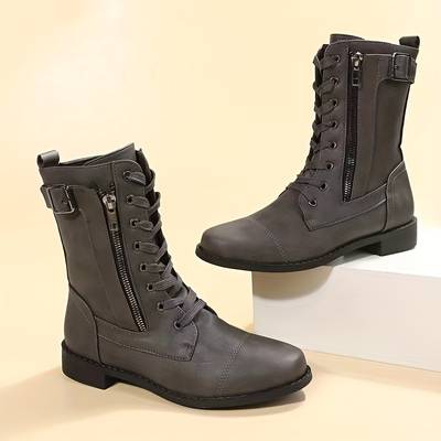 Women's Stylish Leather Lace-Up Ankle Boots