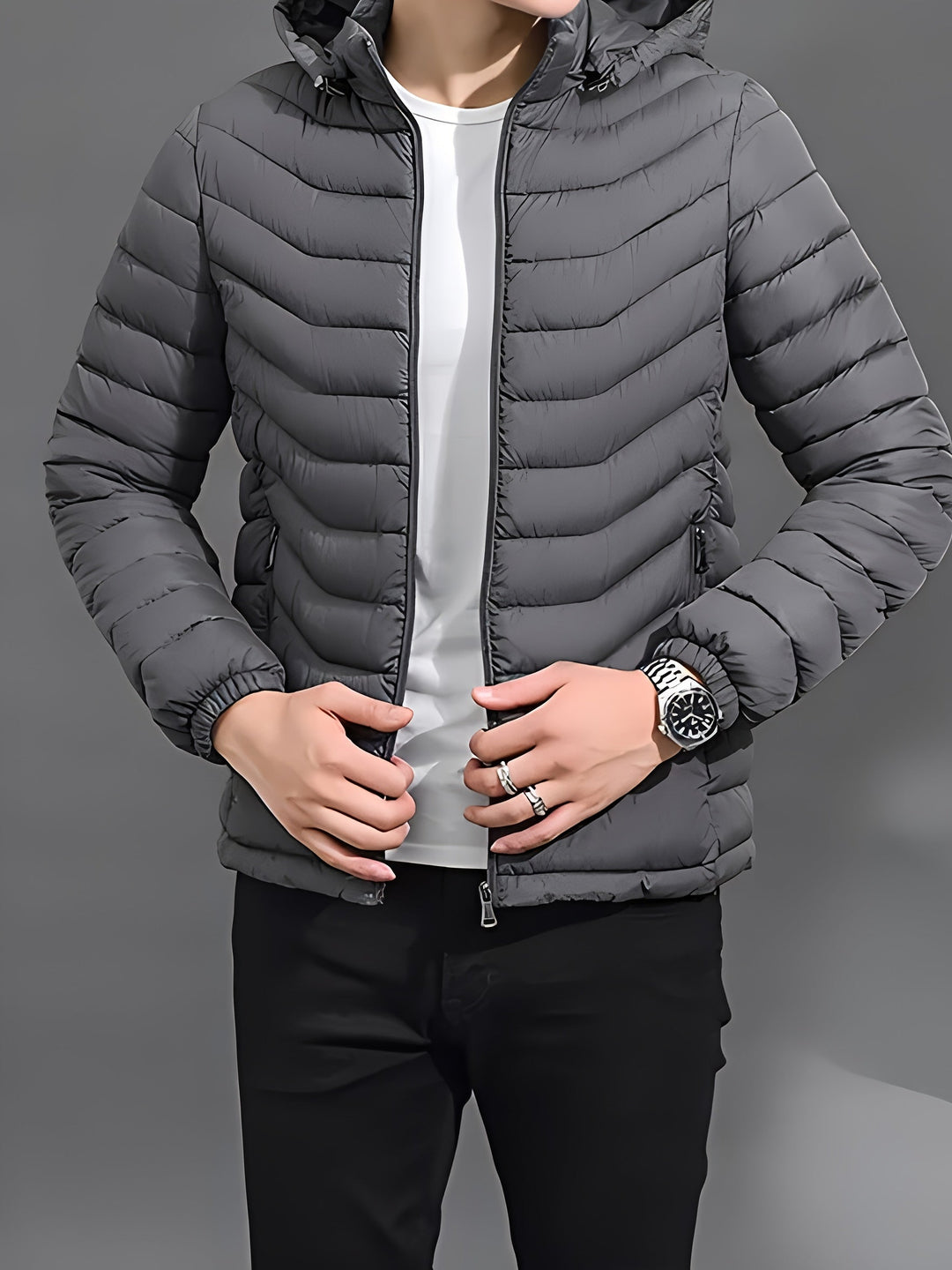 Men's Lovely Quilted Puffer Jacket with Hood