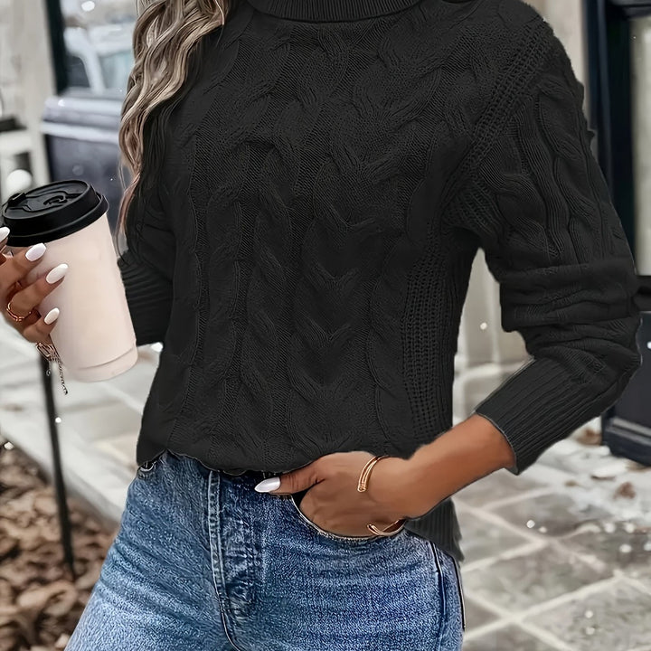Women's Pretty Cable Knit Turtleneck Jumper