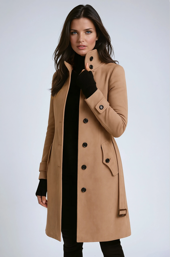Women's Trendy Long Winter Coat with Buttons