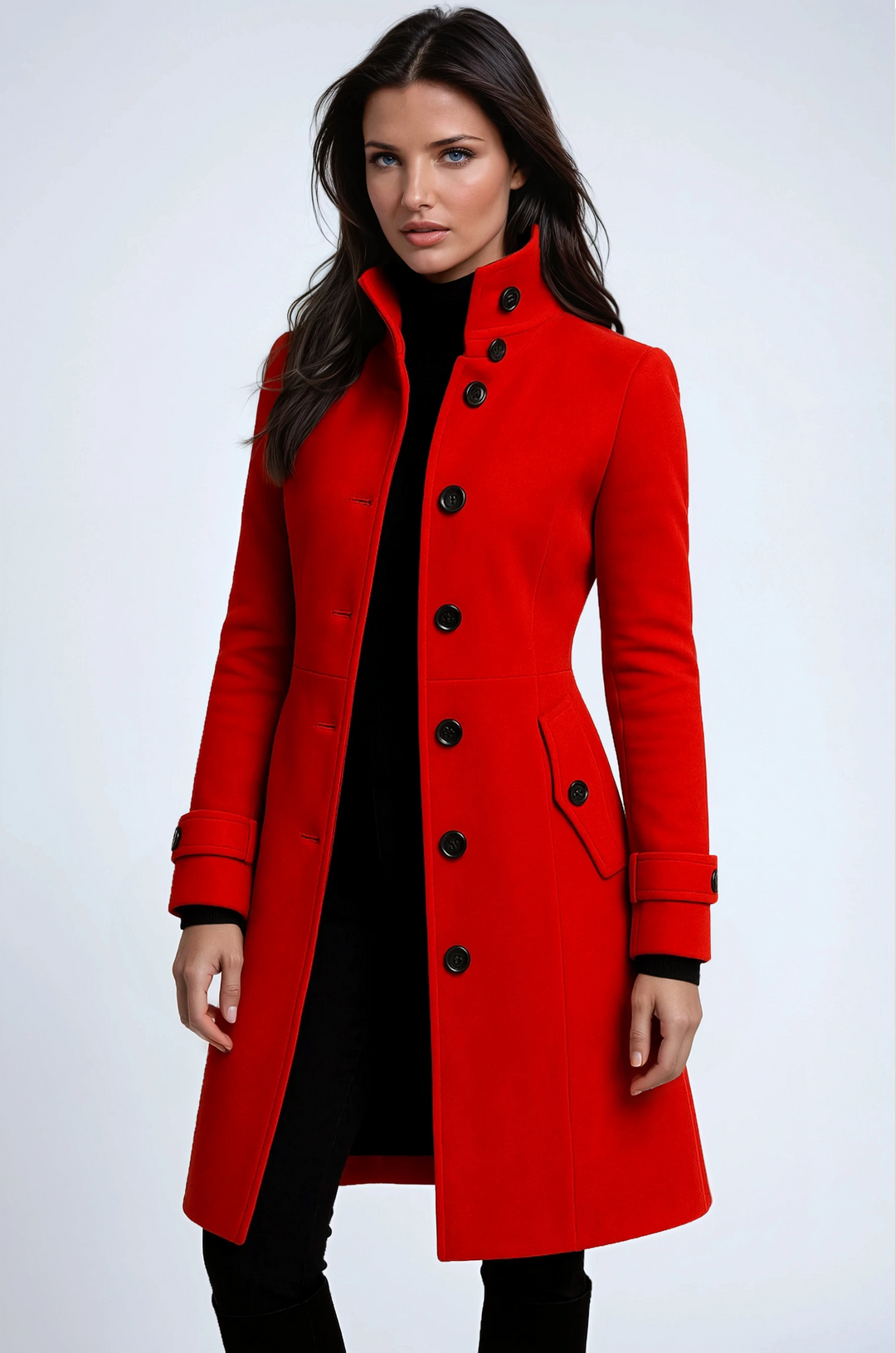 Women's Trendy Long Winter Coat with Buttons