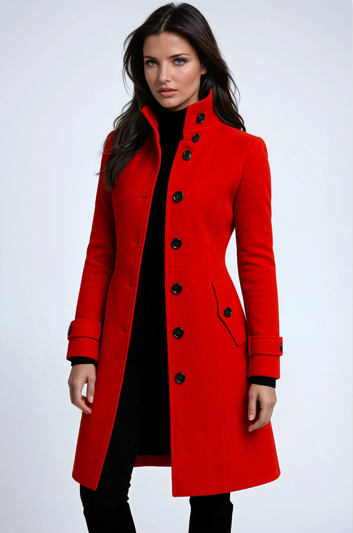 Women's Trendy Long Winter Coat with Buttons