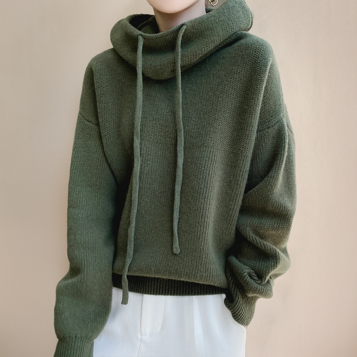 Women's Classic Oversized Cropped Chunky Knit Hoodie