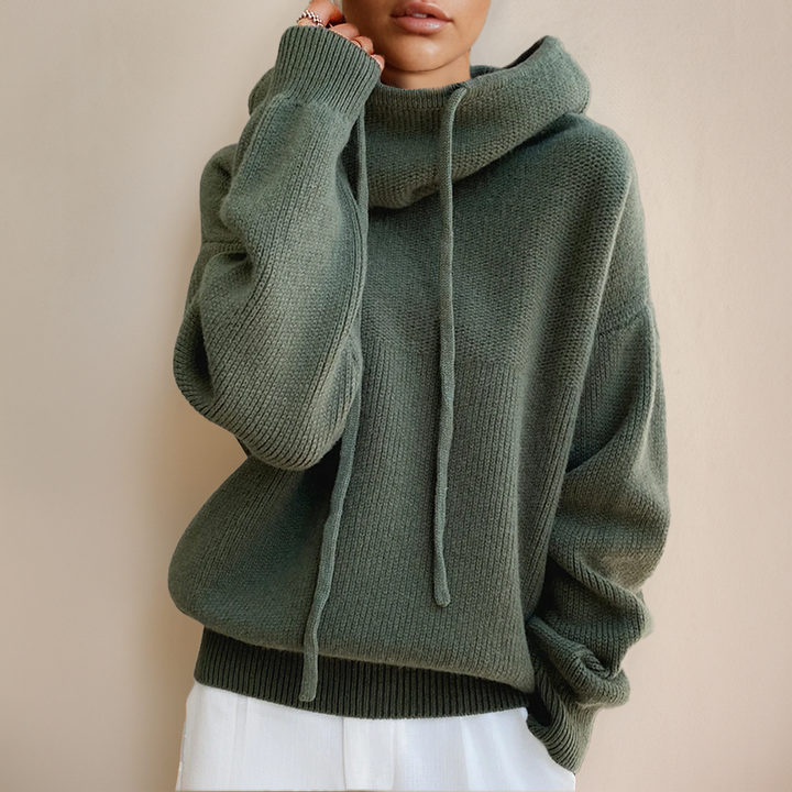 Women's Classic Oversized Cropped Chunky Knit Hoodie