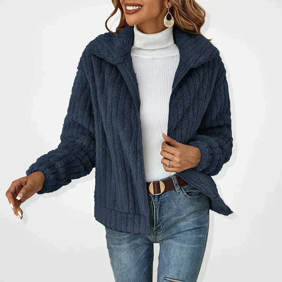 Women's Effortless Cropped Teddy Fleece Jacket