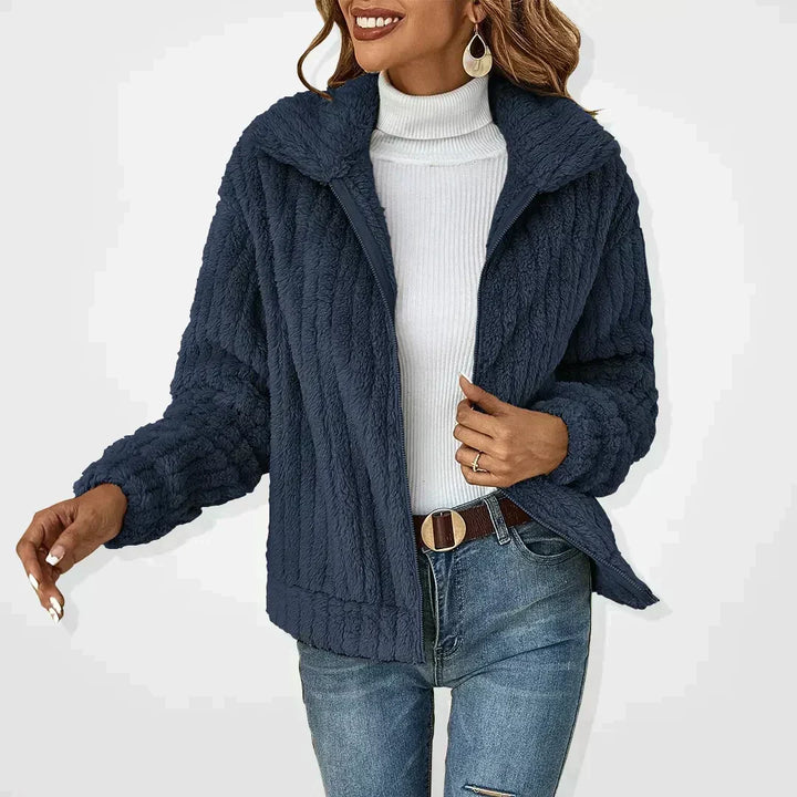 Women's Effortless Cropped Teddy Fleece Jacket