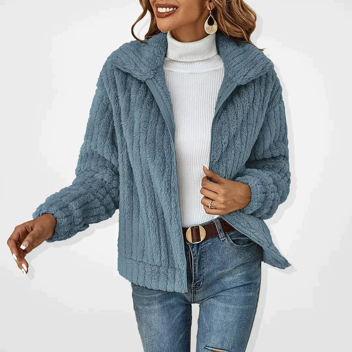 Women's Effortless Cropped Teddy Fleece Jacket