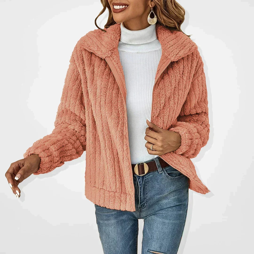 Women's Effortless Cropped Teddy Fleece Jacket