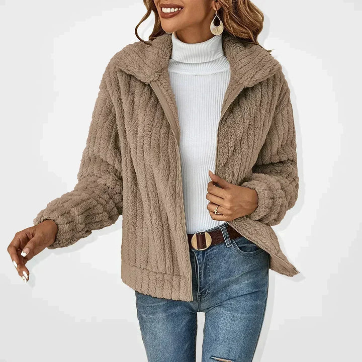 Women's Effortless Cropped Teddy Fleece Jacket