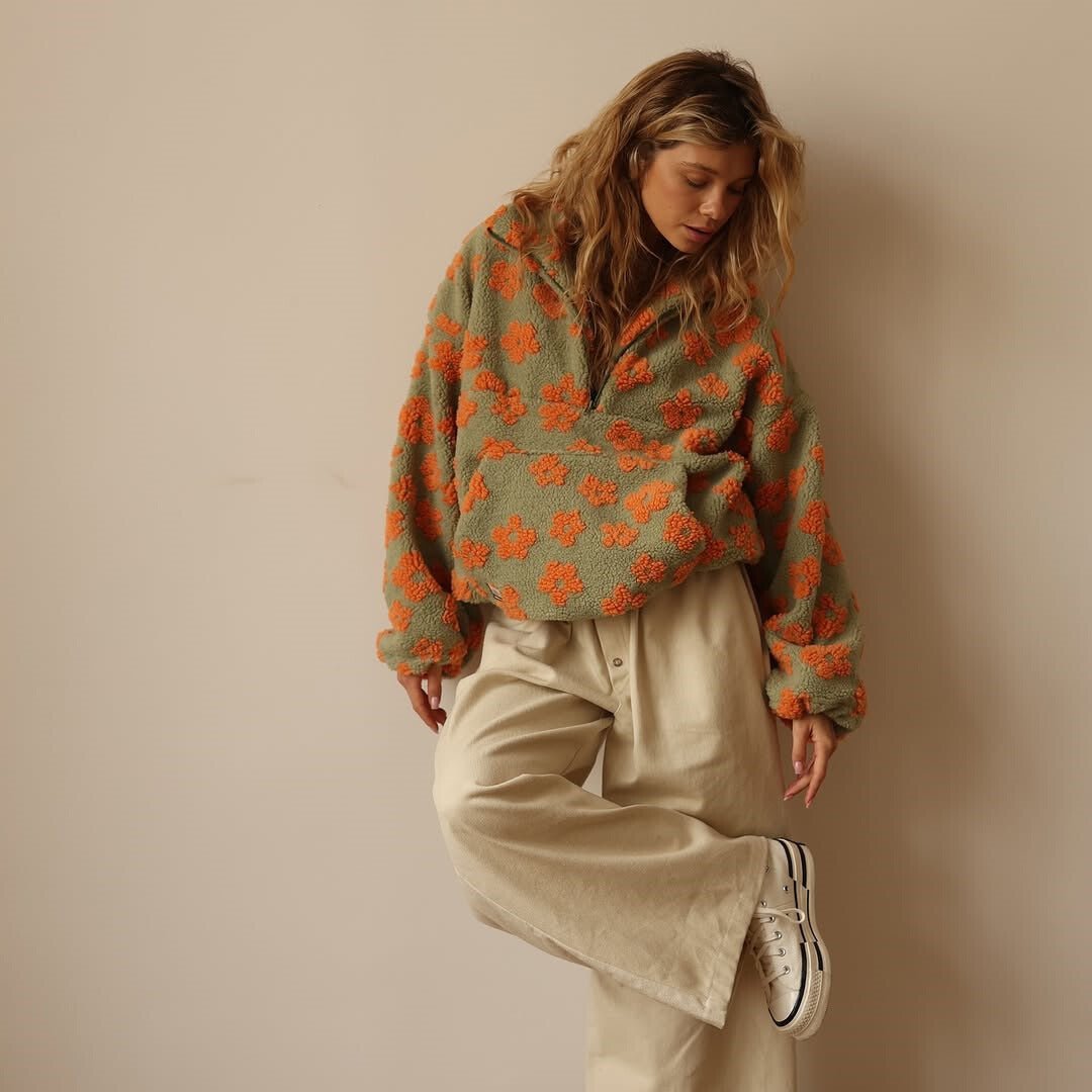 Women's Cosy Oversized Teddy Fleece Jacket with Half Zip