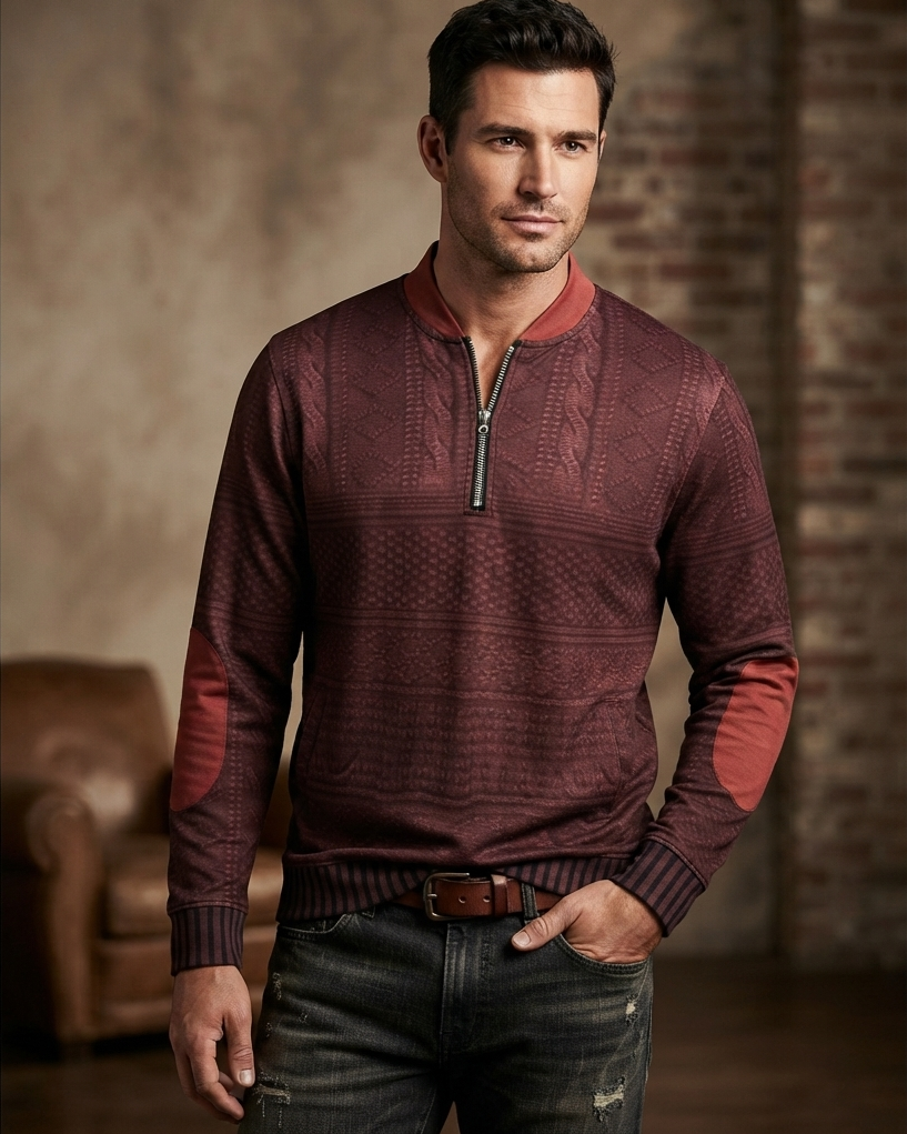 Men's Sophisticated Cable Knit Quarter Zip Jumper
