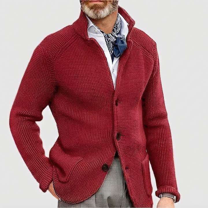 Men's Refined Long Knit Cardigan with Button-Up Front