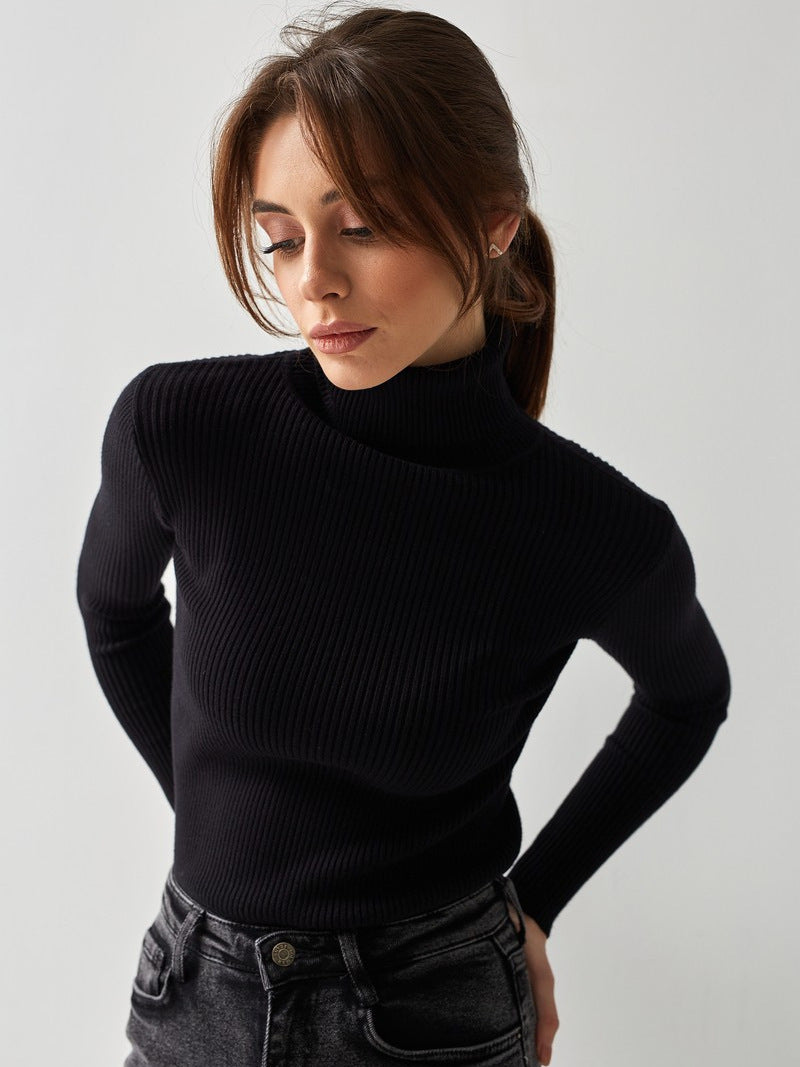 Women's Modern Ribbed Knit Turtleneck Jumper