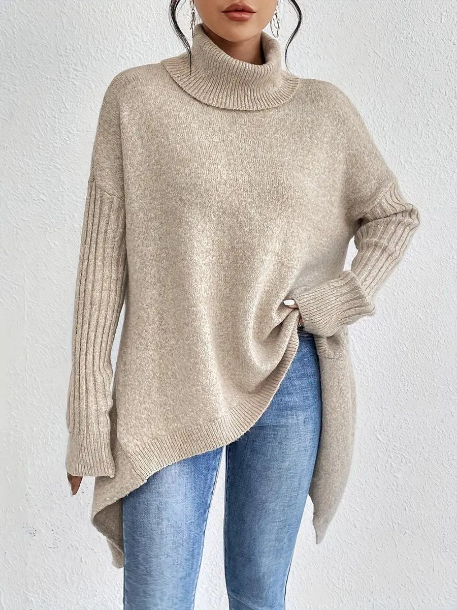 Women's Elegant Oversized Turtleneck Knit Jumper