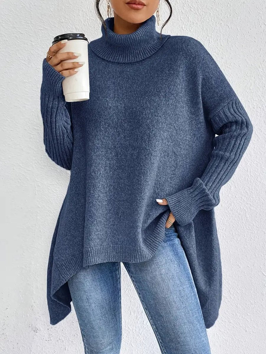 Women's Elegant Oversized Turtleneck Knit Jumper
