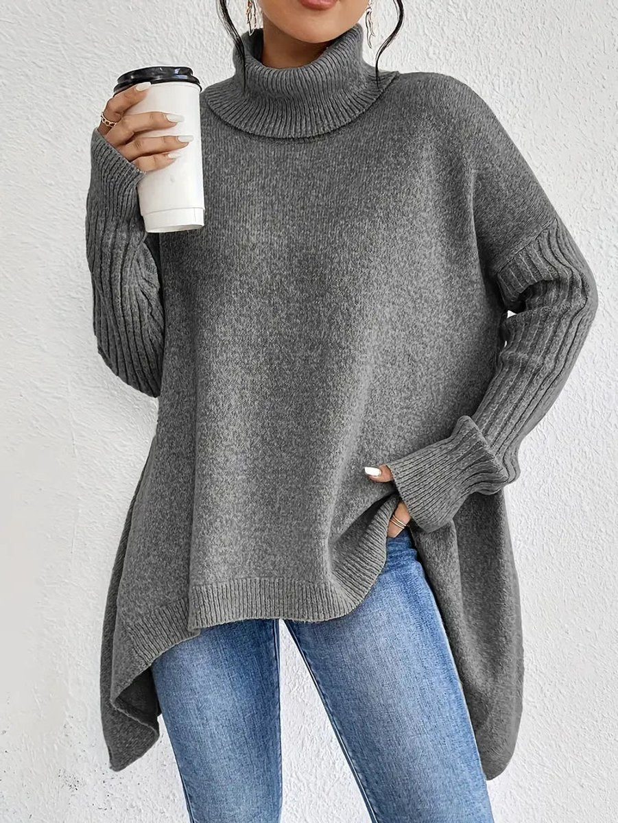 Women's Elegant Oversized Turtleneck Knit Jumper
