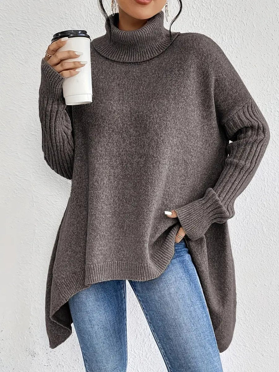 Women's Elegant Oversized Turtleneck Knit Jumper