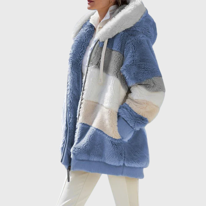 Women's Cosy Teddy Fleece Puffer Jacket with Faux Fur Hood