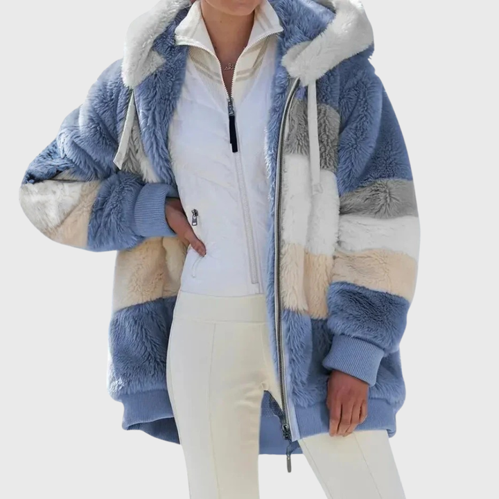 Women's Cosy Teddy Fleece Puffer Jacket with Faux Fur Hood