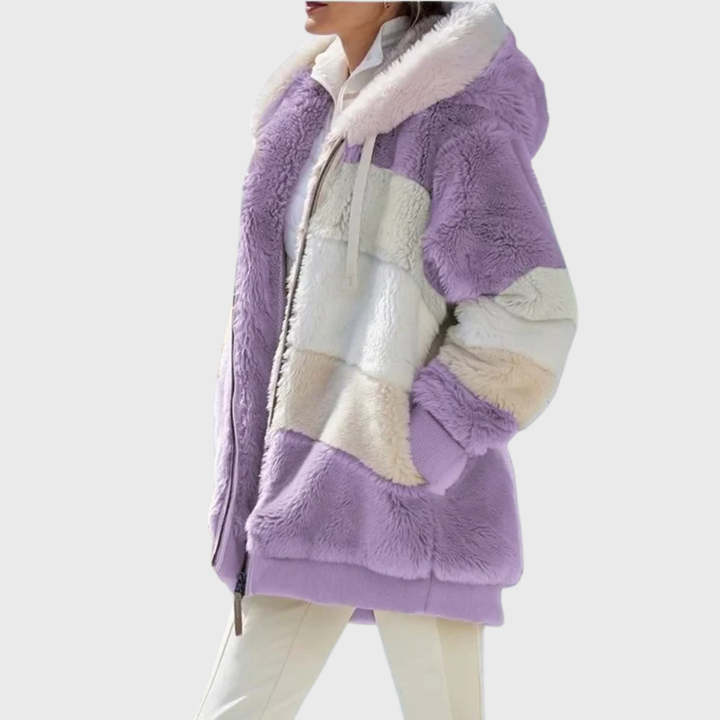 Women's Cosy Teddy Fleece Puffer Jacket with Faux Fur Hood
