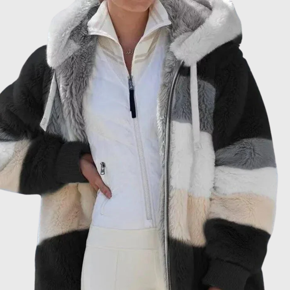 Women's Cosy Teddy Fleece Puffer Jacket with Faux Fur Hood