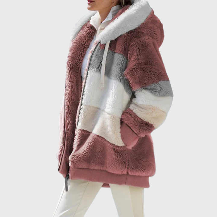 Women's Cosy Teddy Fleece Puffer Jacket with Faux Fur Hood