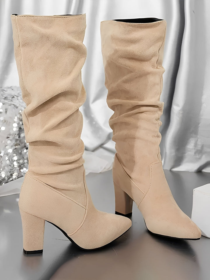 Women's Tailored Knee High Heeled Boots