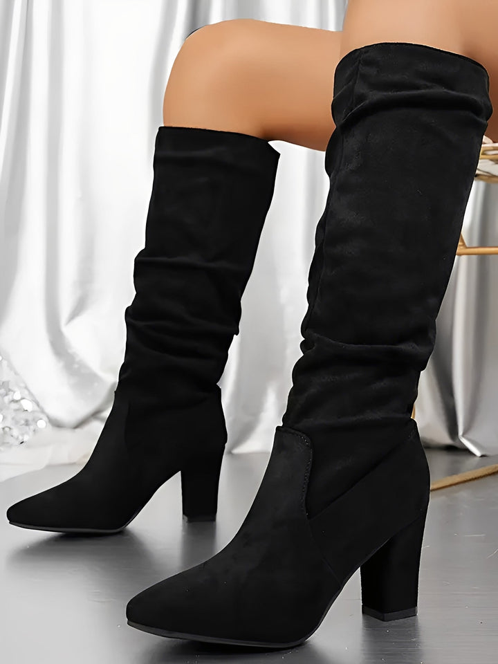 Women's Tailored Knee High Heeled Boots