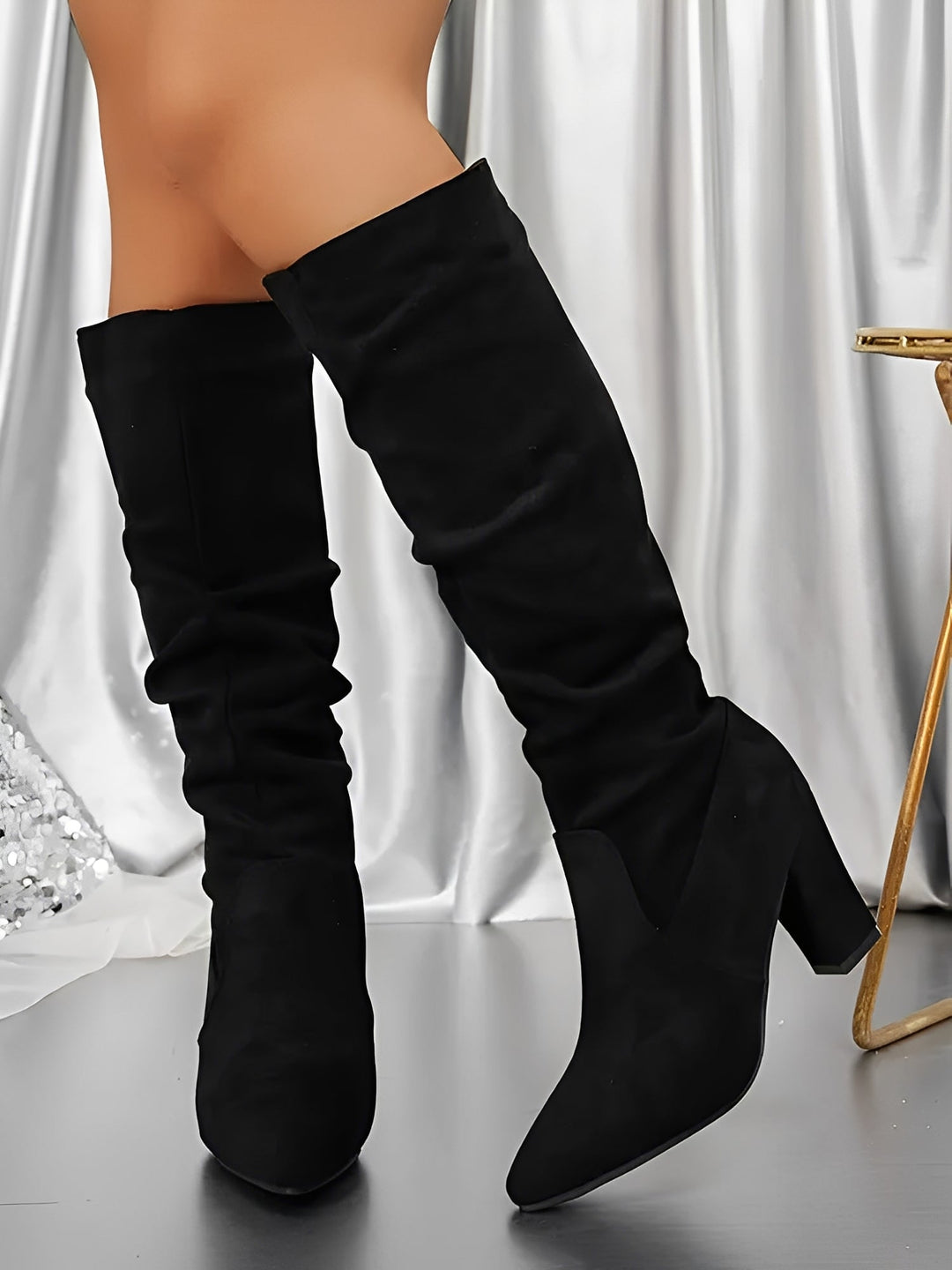Women's Tailored Knee High Heeled Boots