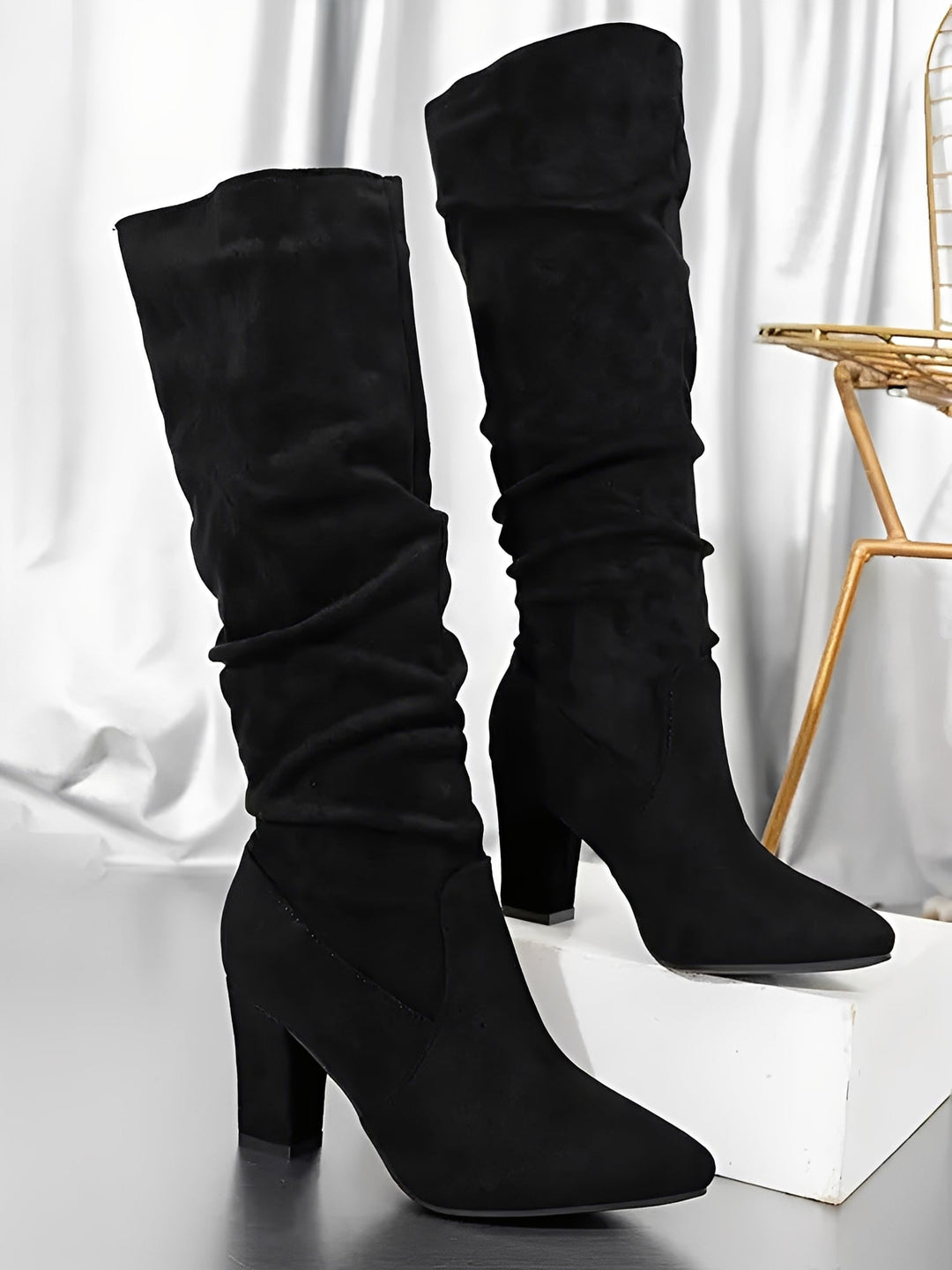 Women's Tailored Knee High Heeled Boots