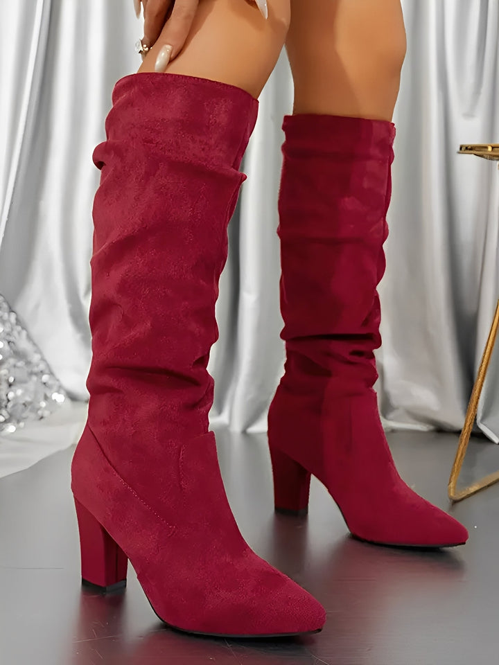 Women's Tailored Knee High Heeled Boots