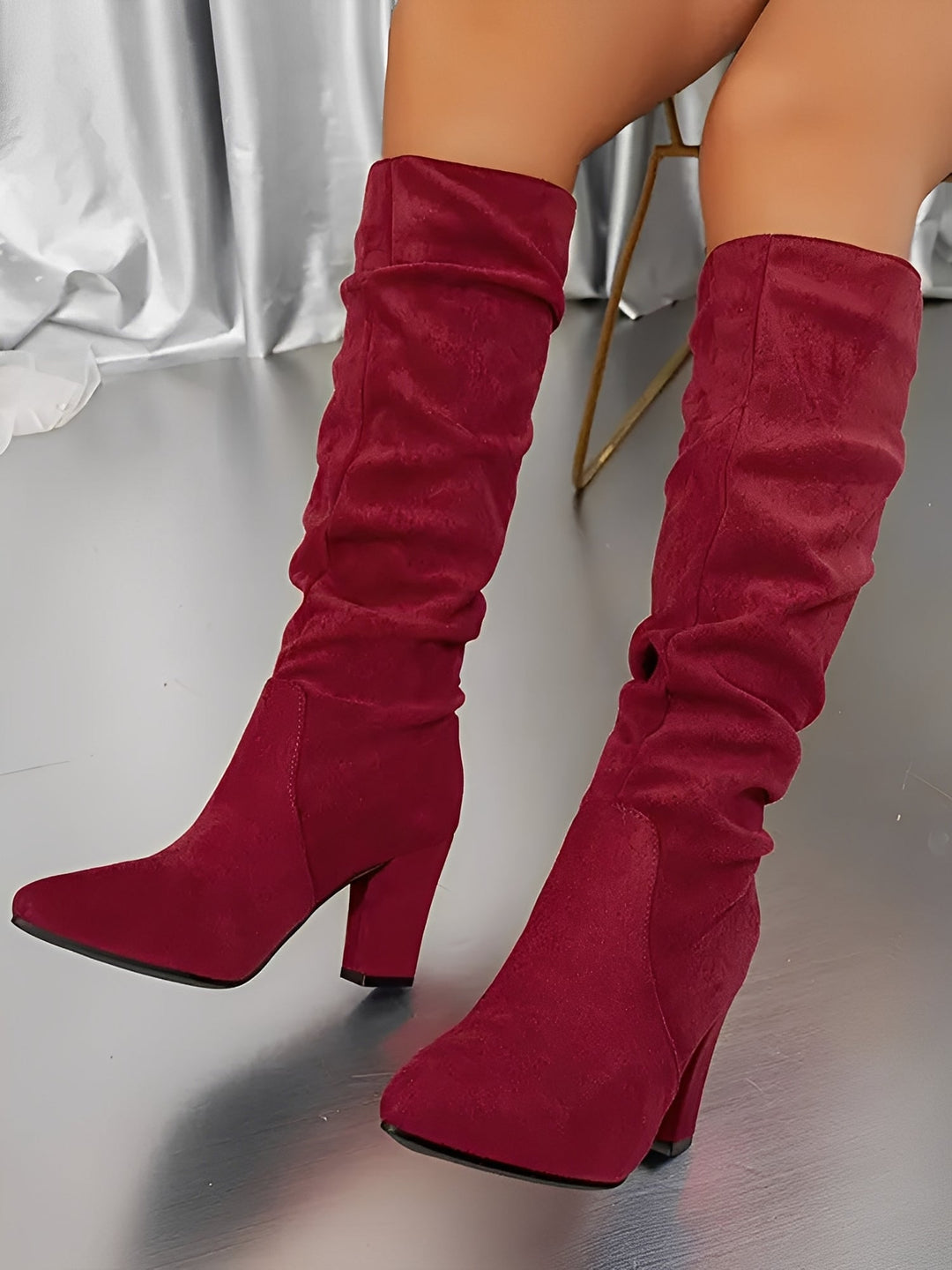 Women's Tailored Knee High Heeled Boots
