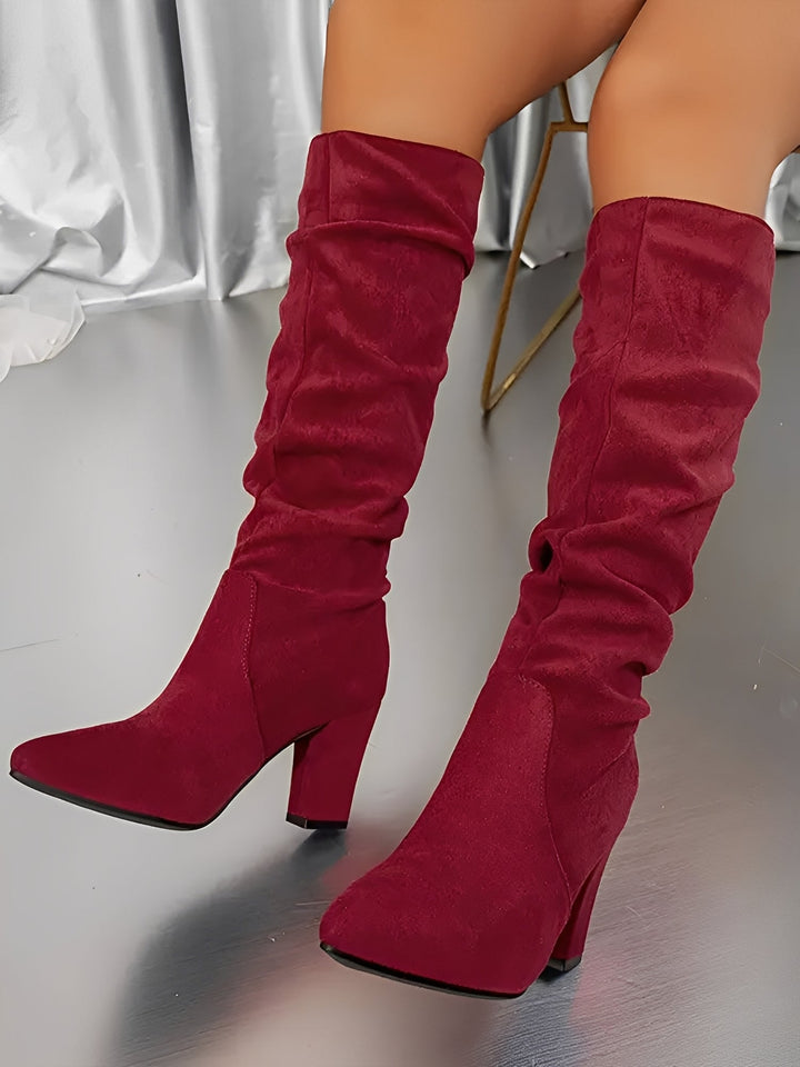 Women's Tailored Knee High Heeled Boots