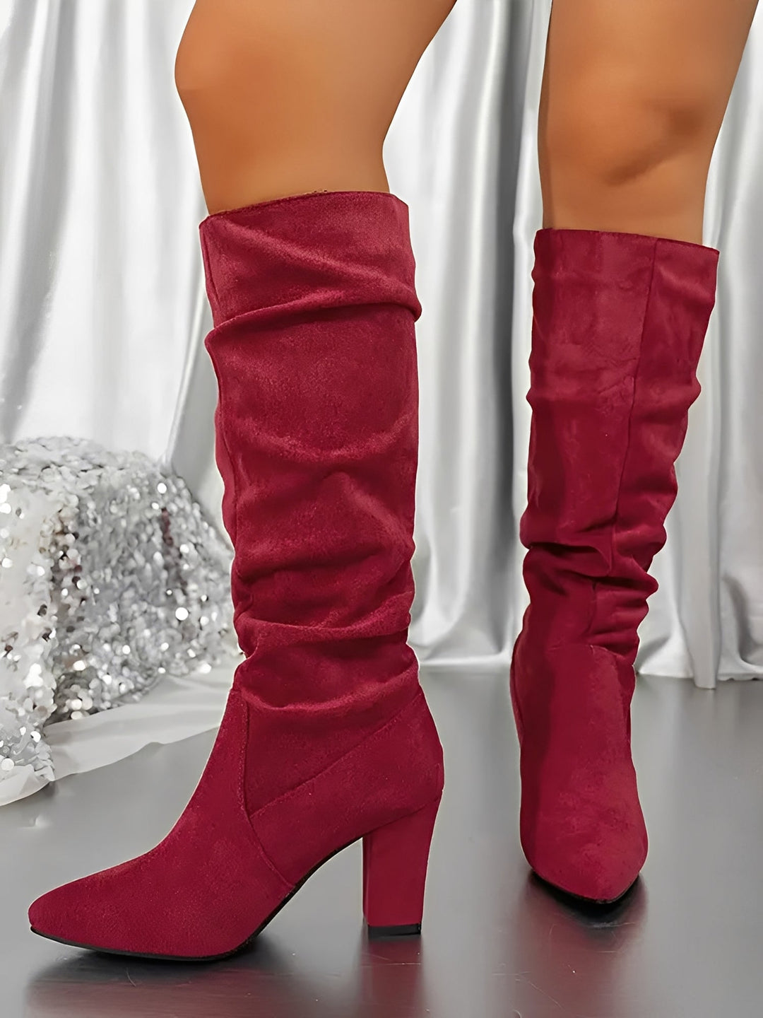 Women's Tailored Knee High Heeled Boots