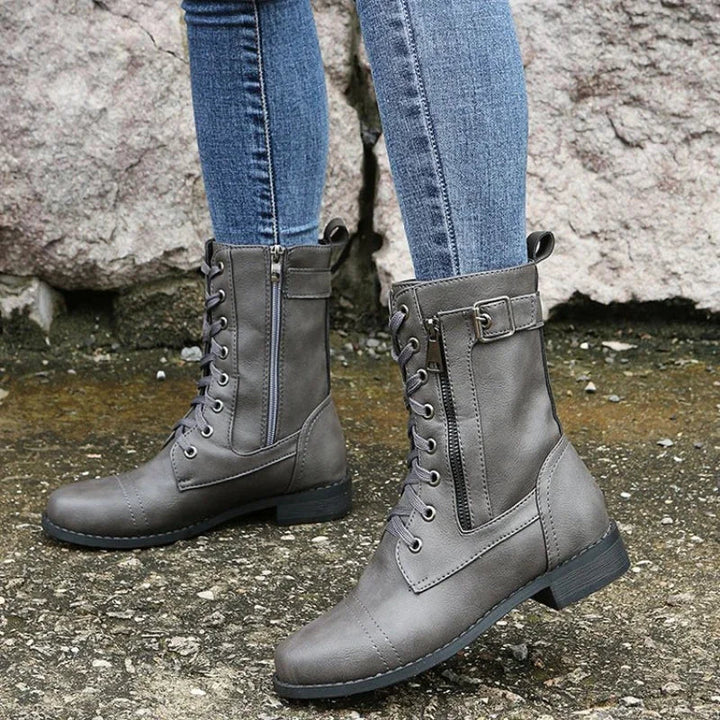 Women's Stylish Leather Lace-Up Ankle Boots