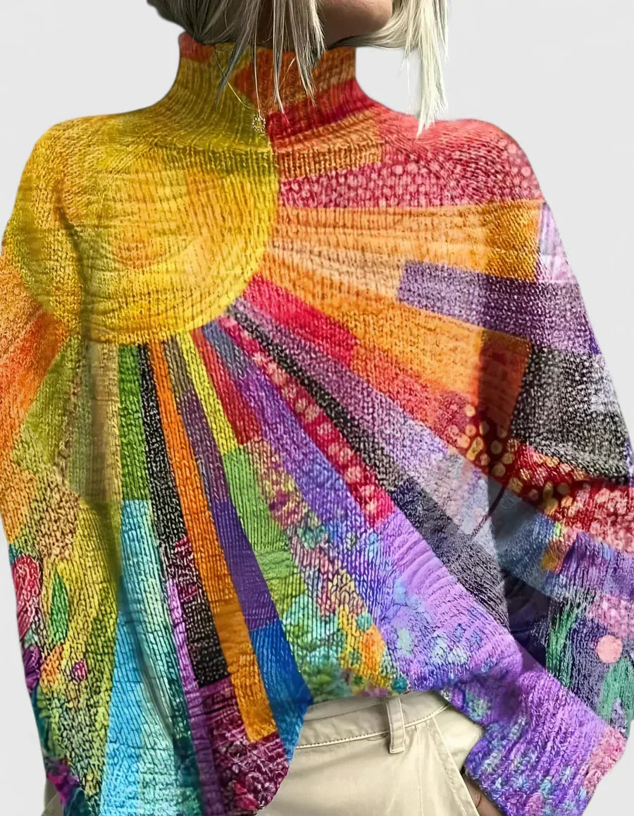 Women's Elegant Vibrant Oversized Turtleneck Knit Jumper