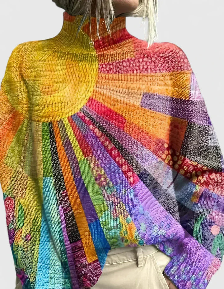 Women's Elegant Vibrant Oversized Turtleneck Knit Jumper