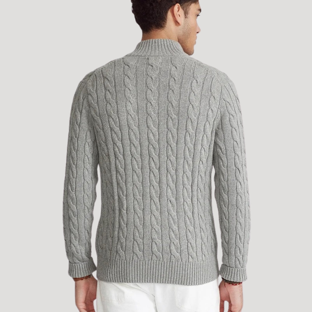 Men's Versatile Cable Knit Zip Cardigan