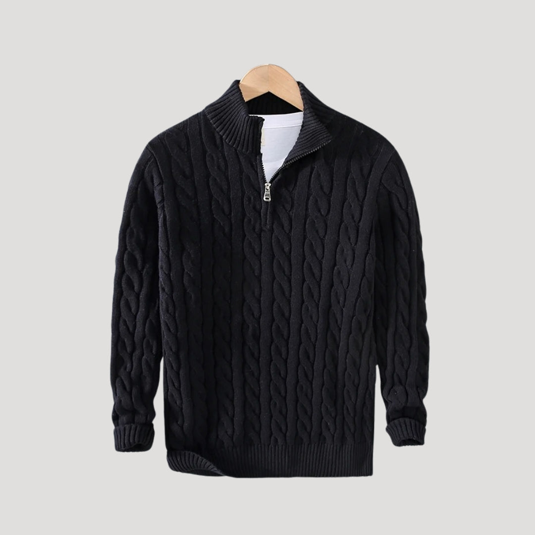 Men's Versatile Cable Knit Zip Cardigan