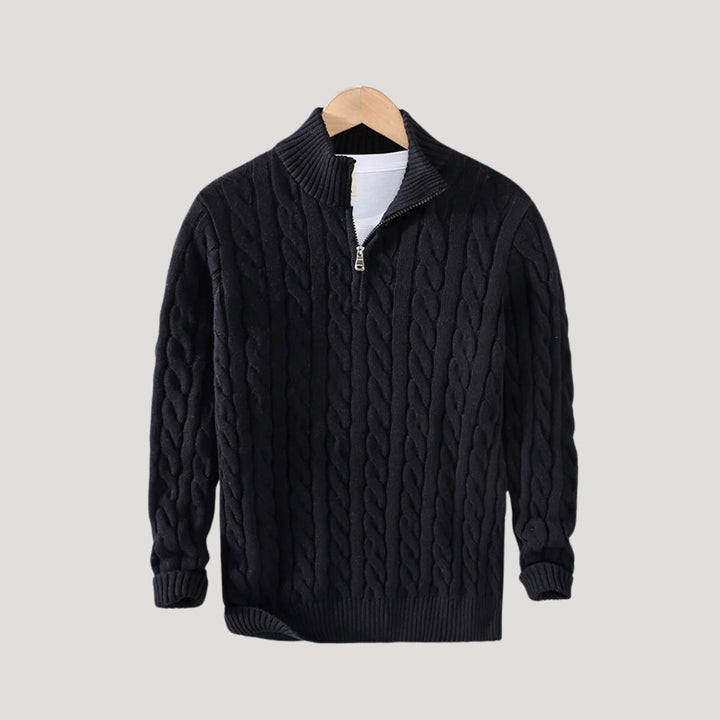 Men's Versatile Cable Knit Zip Cardigan