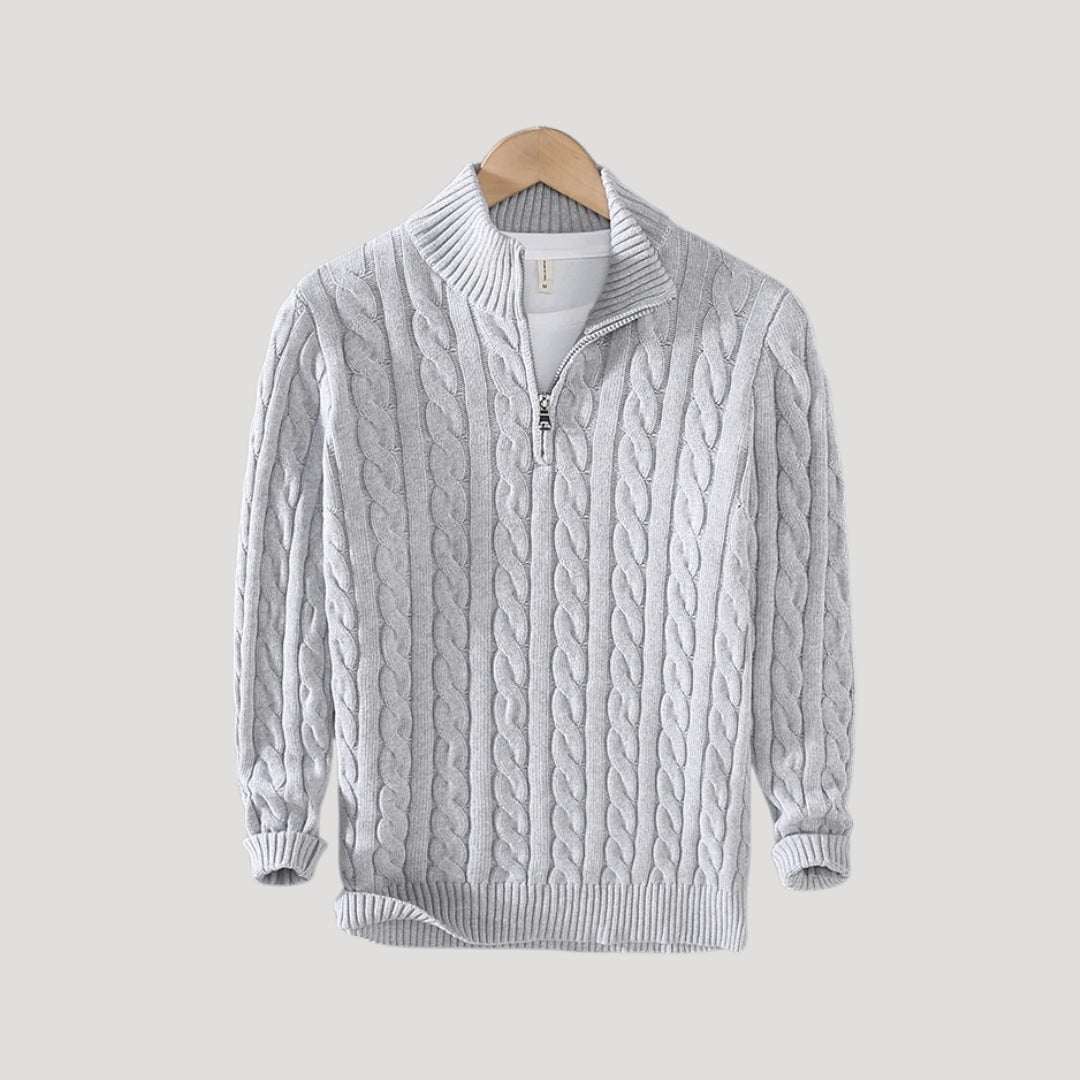Men's Versatile Cable Knit Zip Cardigan