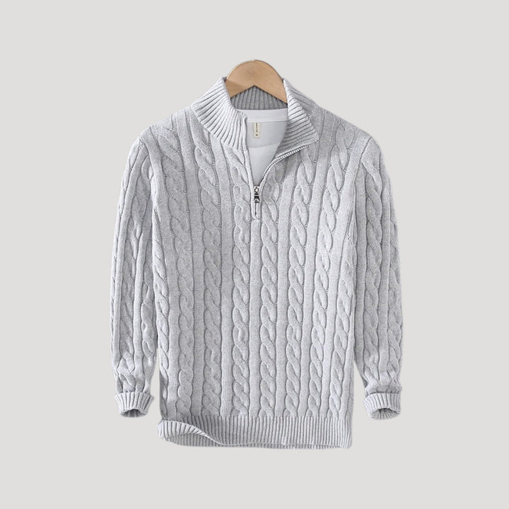Men's Versatile Cable Knit Zip Cardigan