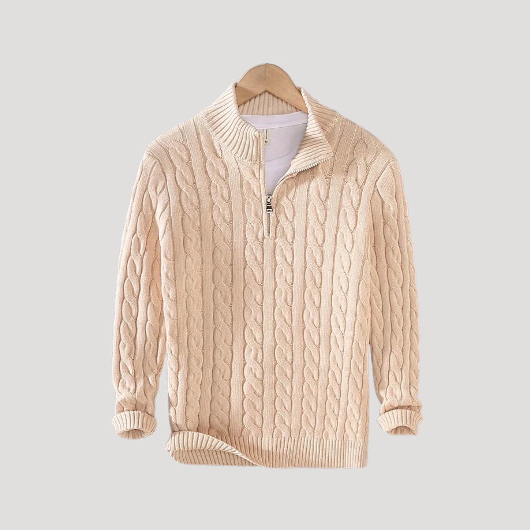 Men's Versatile Cable Knit Zip Cardigan
