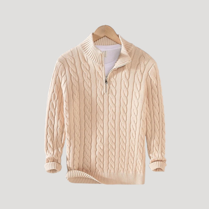 Men's Versatile Cable Knit Zip Cardigan