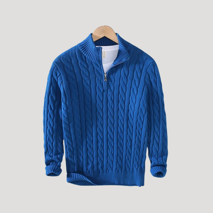 Men's Versatile Cable Knit Zip Cardigan