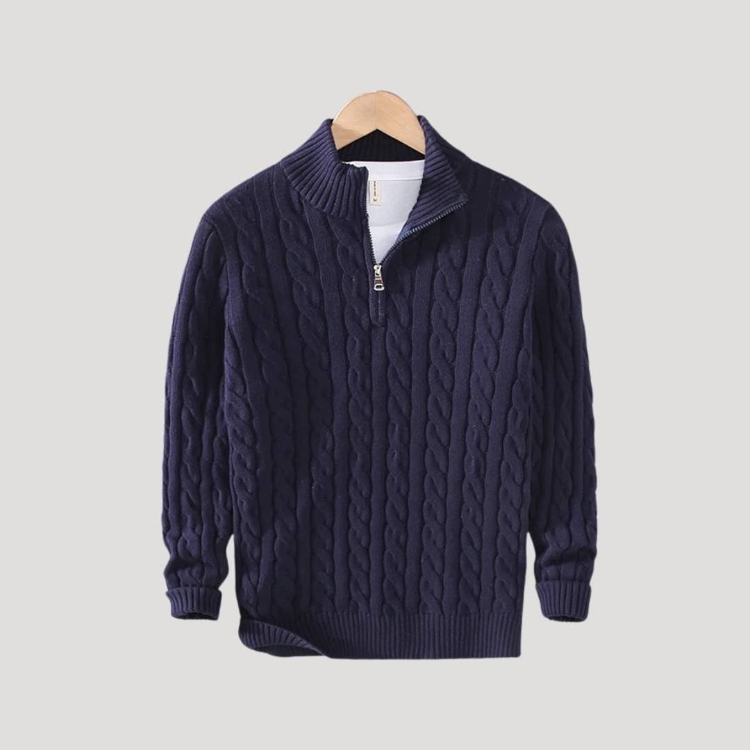 Men's Versatile Cable Knit Zip Cardigan