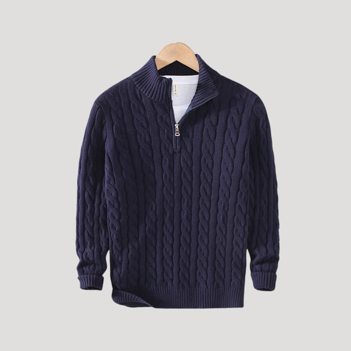 Men's Versatile Cable Knit Zip Cardigan